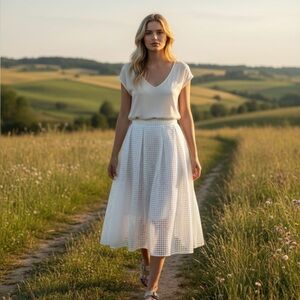 Silence + Noise White A-Line Skirt size 12